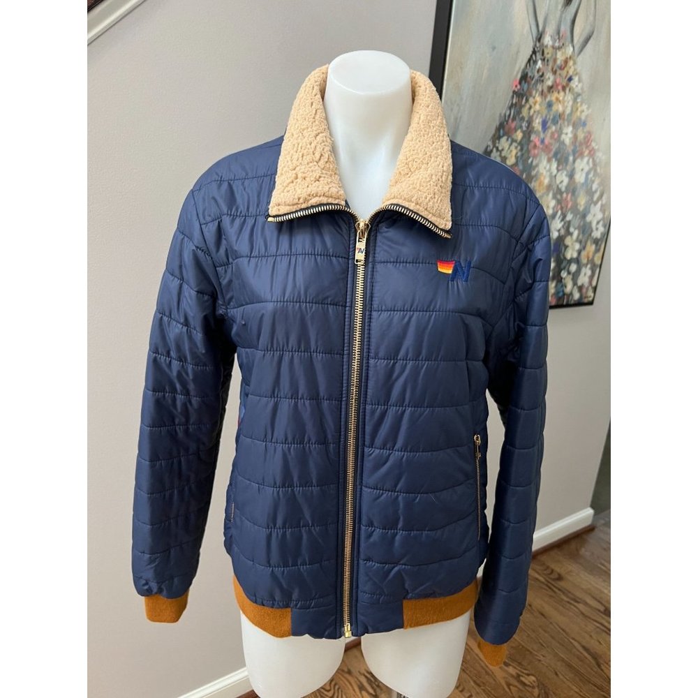AVIATOR NATION All Seasons Puffer Jacket Adult Size Small Blue - Picture 3 of 5